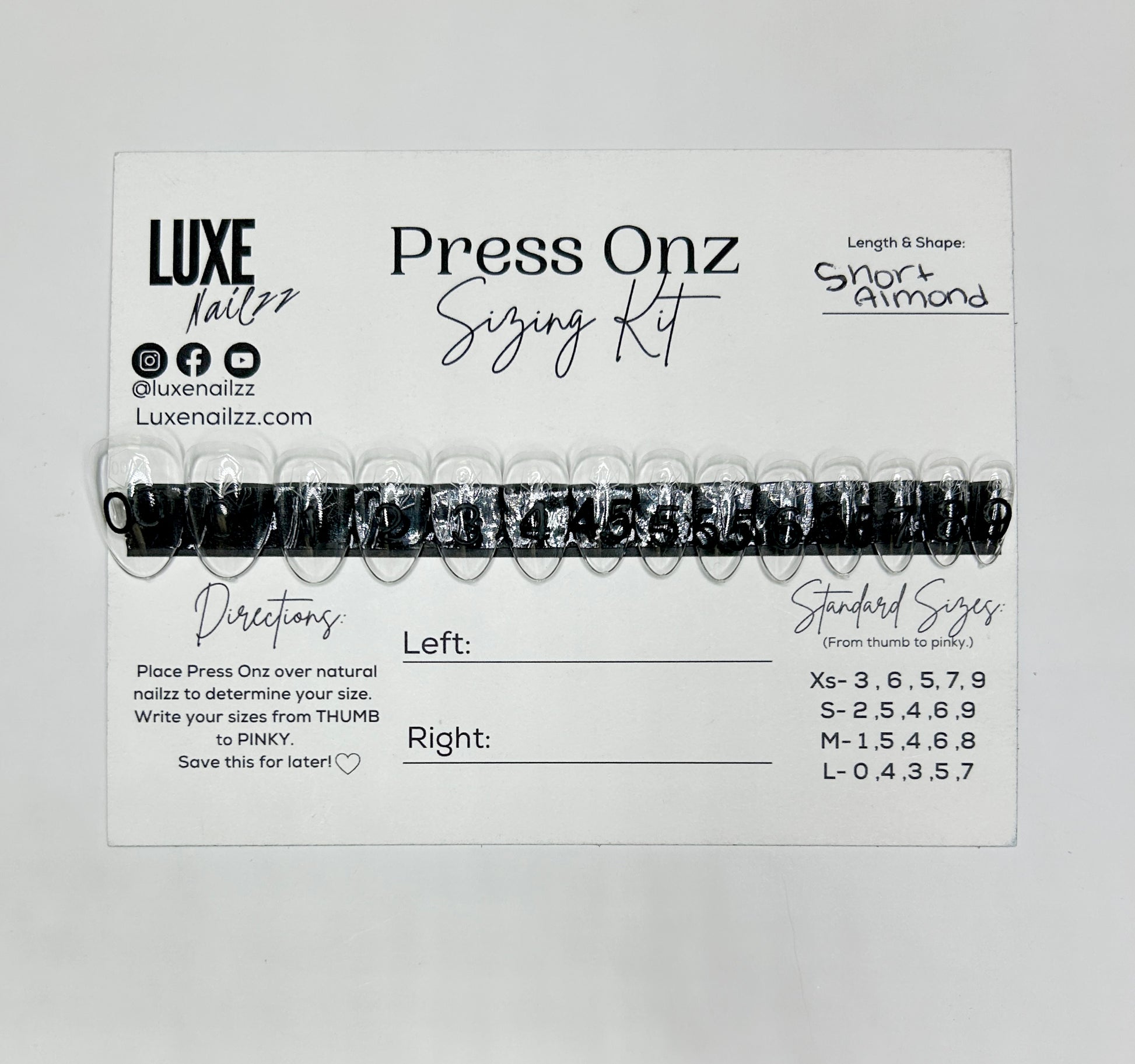 Press On Nail Sizing Kit
