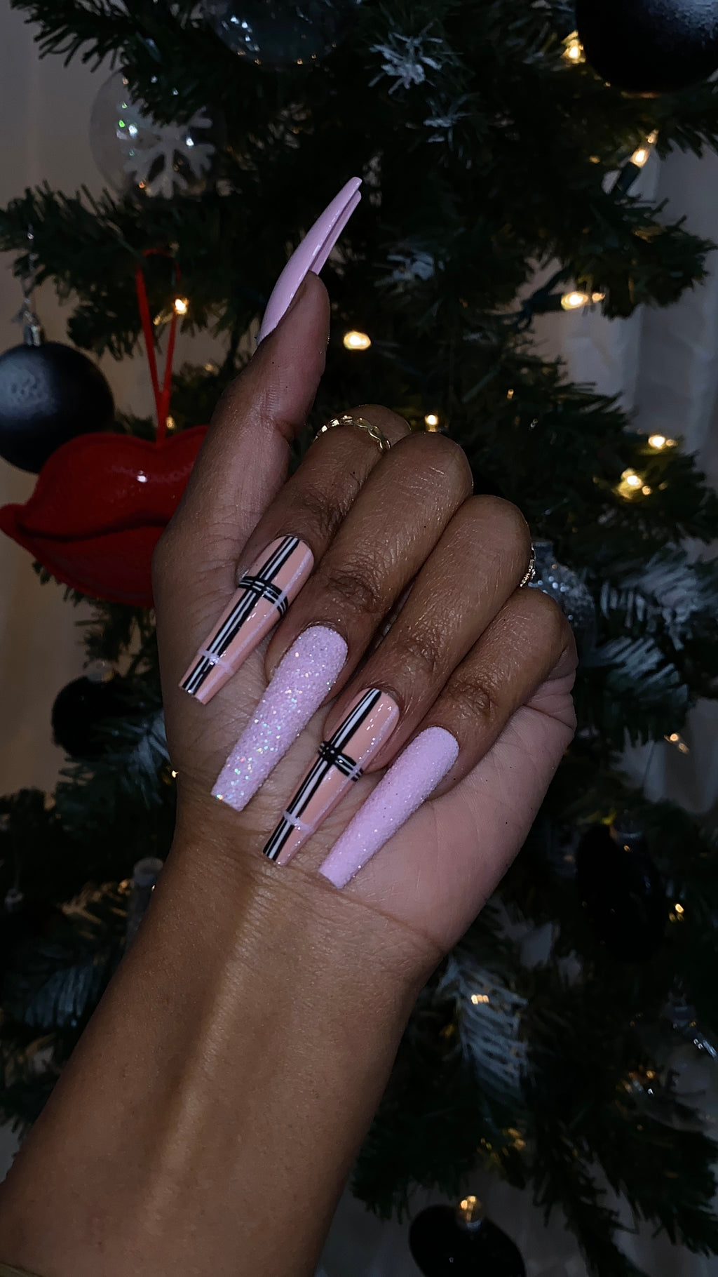 Plaid Sweater - Pink